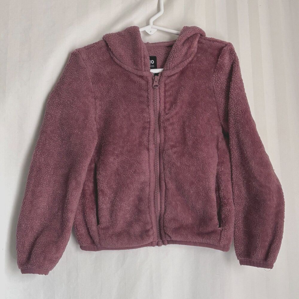 Ci Sono Kids Girls Mauve Purple Fuzzy Teddy Fleece Hooded Jacket Size 6 EUC